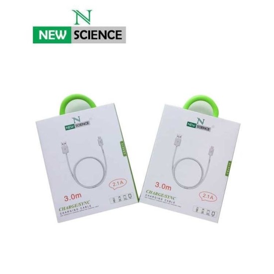 CABO NEW SCIENCE IPHONE 5G,6G USB DATA CABLE 2.1A 3.0M